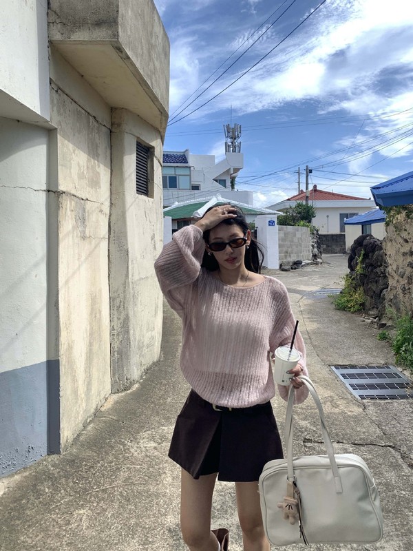 广州黄峥秋韩系慵懒风穿搭镂空防晒罩衫女宽松外搭针织上衣530049|undefined