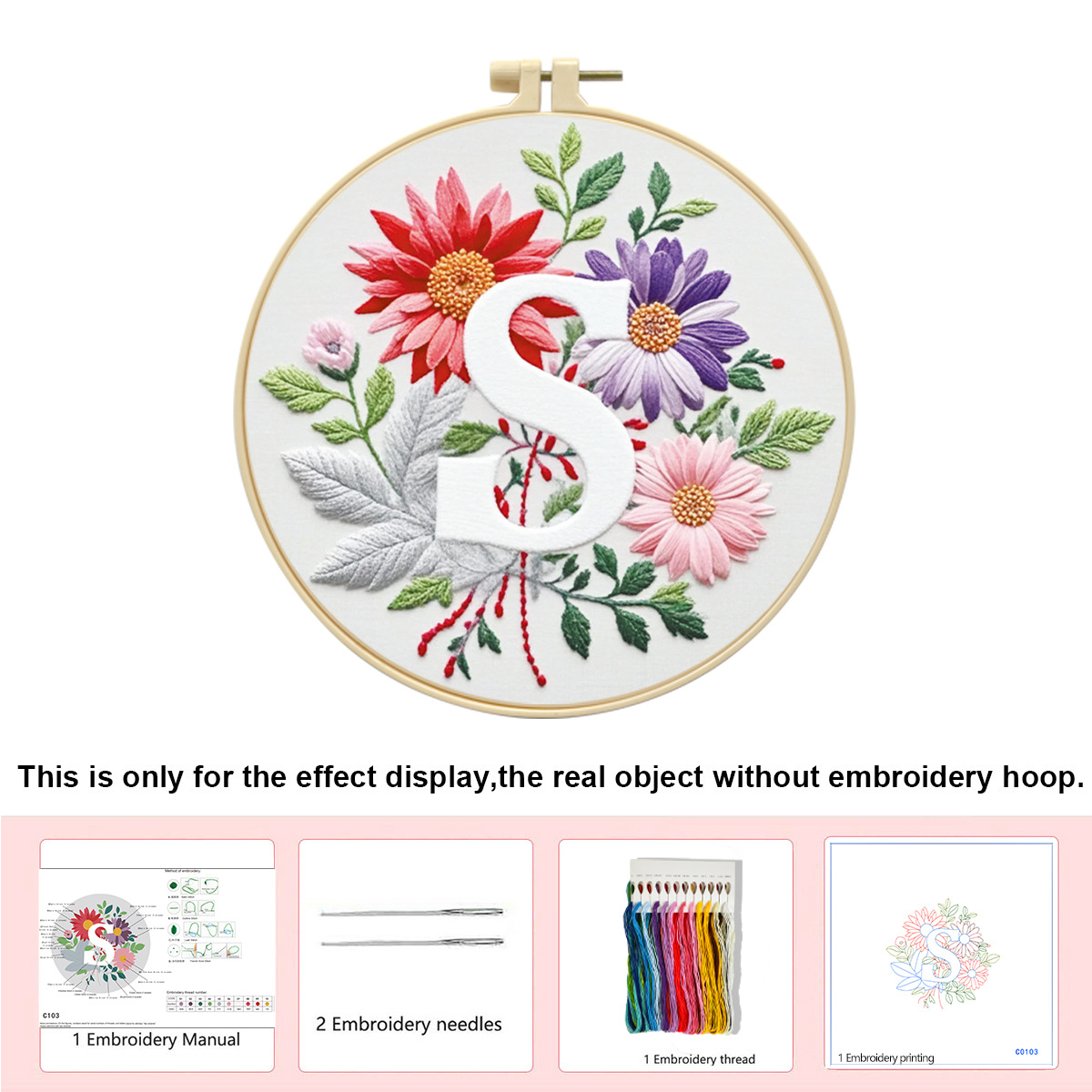 Hecho a mano flores y plantas europeas bordadas paquetes de materialdiy inglés 26 letras simple principiante nivel de bordado al por mayor