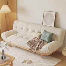 云朵沙发床客厅灯芯绒沙发折叠两用原木小户型双人日式实木沙发床