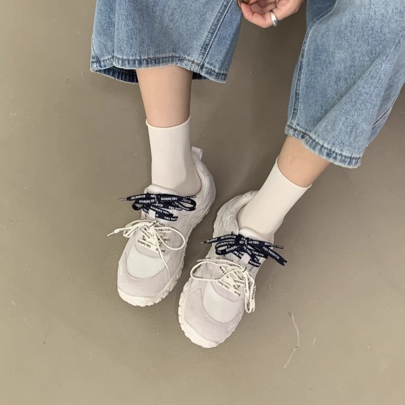 小众双鞋带厚底老爹鞋女2025秋季新款复古德训鞋透气运动休闲鞋女|undefined