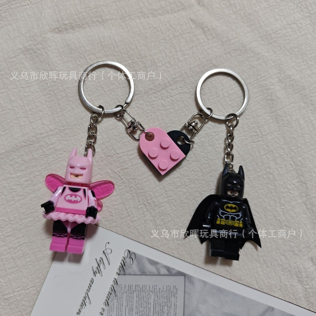 Creative Building Lego Building Blocks Couple Keychain Detachable Couple Love Mobile Phone Chain Bag Hanging Wholesale