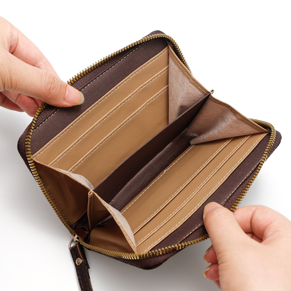 Nuevo bolso de tarjetas de mujer billetera con cremallera de moda impresión de tendencia bolso de tarjetas de visita de gran capacidad bolso de mano bolso de cambio al por mayor