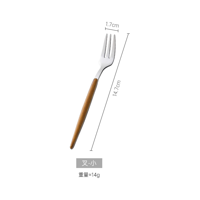 Acero inoxidable creativo grande tamaño pequeño cuchillo y tenedor hogar Hotel vajilla palillos chinos mango de madera occidental filete tenedor cuchara de postre