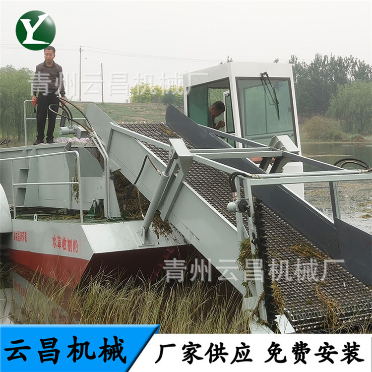 漂流树枝打捞船厂家 小河道割草保洁船设备 水草收割全自动割草船