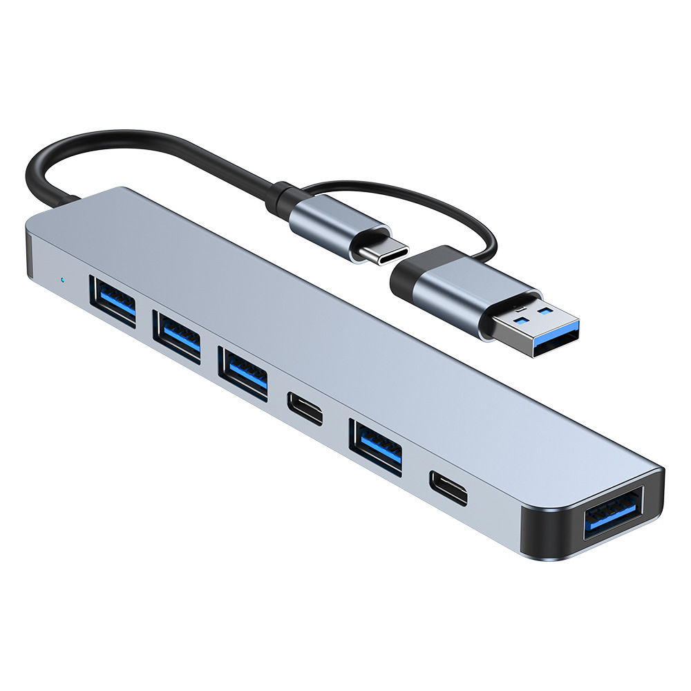 Divisor de línea dos en uno, concentrador hub de alta velocidad uno a ocho, extensor usb de doble cabezal, estación de acoplamiento de computadora multifunción