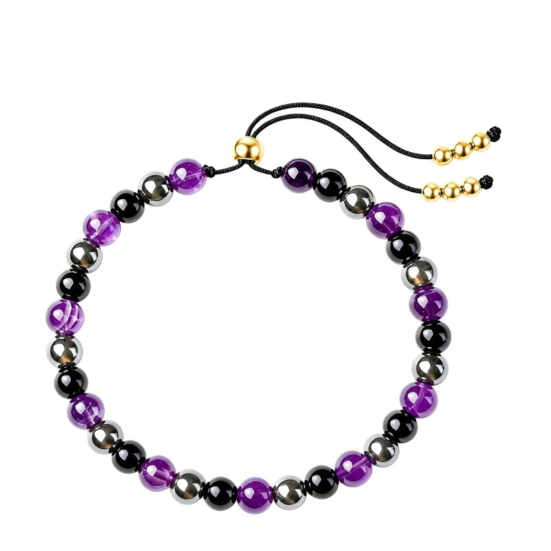 Cross-Border Popular Tiger Eye Stone Bracelet with Triple Protection Obsidian Magnet, Tiger Eye Flat Knot Weaving, Adjustable Bracelet Cross-Border Popular Tiger Eye Stone Bracelet with Triple Protection Obsidian Magnet, Tiger Eye Flat Knot Weaving, Adjustable Bracelet