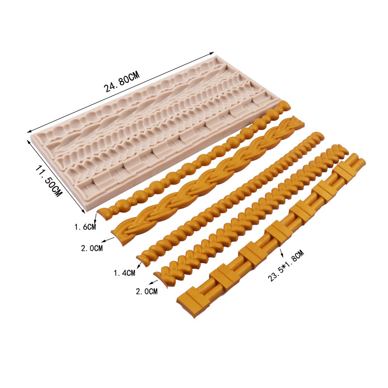 En relieve molde de silicona fondant perla tejida bolsa de cadena de silicona molde pastel decoración pastel molde