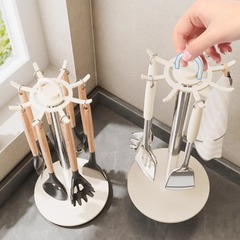 キッチンカウンタートップシャベルラック回転フックポットハンギングスプーンシャベルホルダースプーンキッチン用品収納ラック