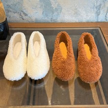 【现货】秋冬季新款棉鞋平底浅口单鞋女加绒保暖毛毛鞋外穿豆豆鞋