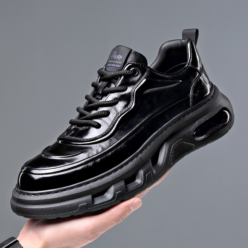 男士皮鞋真皮皮鞋正装商务休闲鞋男鞋英伦高档头层牛皮厚底气垫鞋