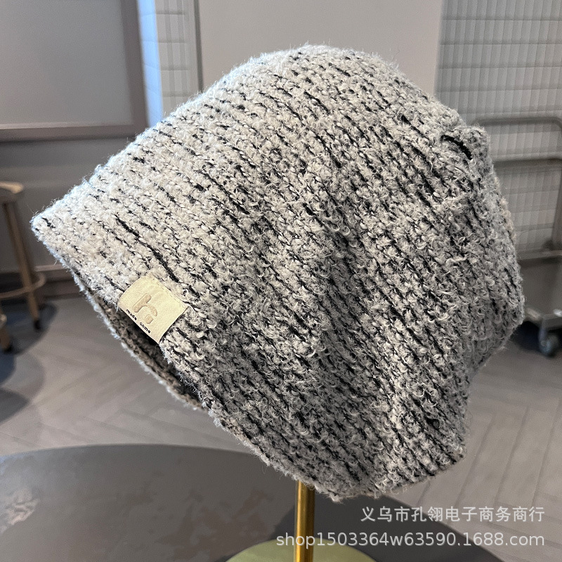 韩版大头围时尚亮丝堆堆帽子女秋冬复古高级感冷帽保暖防风针织帽|undefined