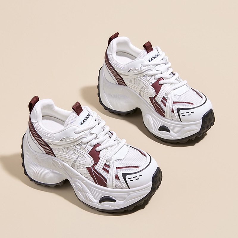 2025 New Height-Increasing Dad Shoes for Women, Casual Autumn Fashion Thick-Soled Women's Shoes, Versatile Genuine Leather Sports Shoes for Spring and Autumn