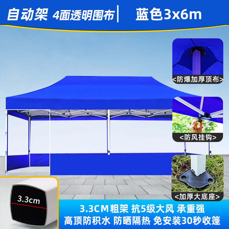 Carpa publicitaria plegable 3x3 m con tela transparente opcional