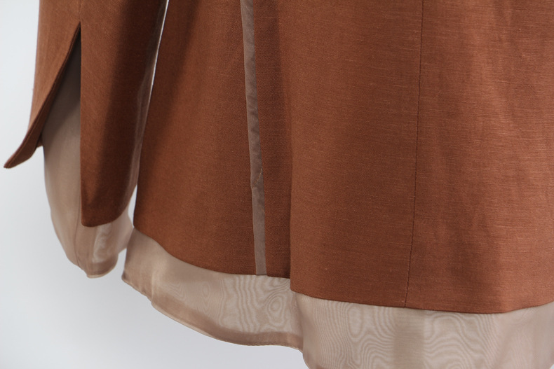 GraceChic 25 Set due pezzi da donna, blazer + pantaloni, patchwork in lino, stile a blocchi di colore, autunno inverno, moda 1827_voghion.com