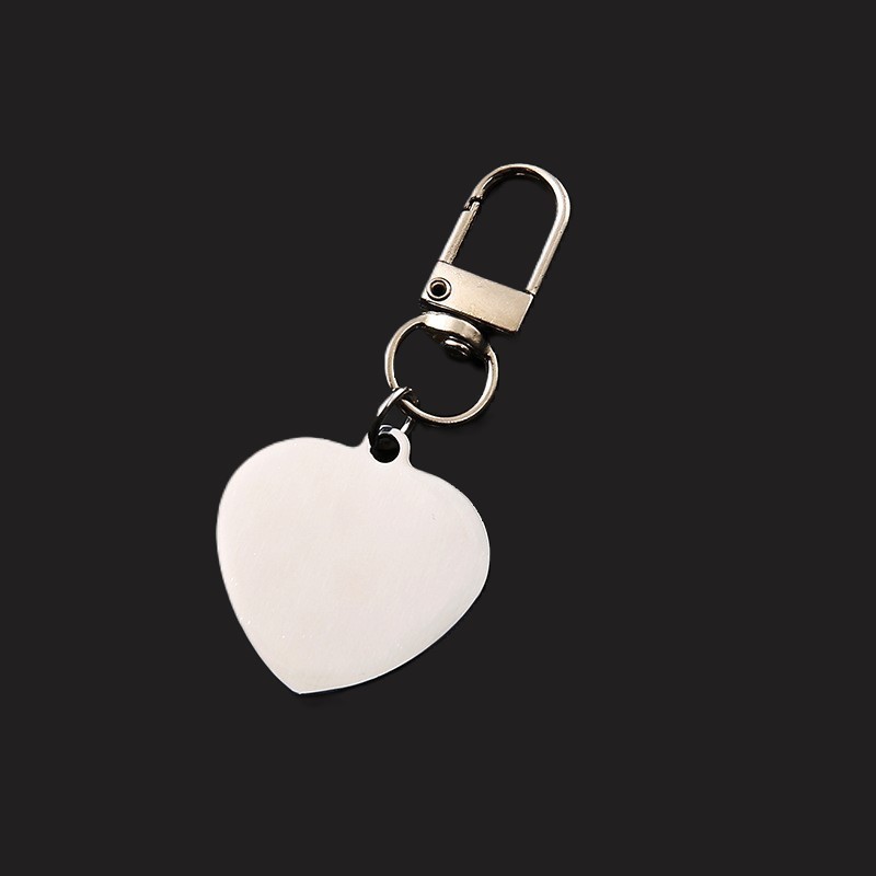Cross-border stainless steel geometric keychain blank for engraving, fashion simple metal pendant accessory