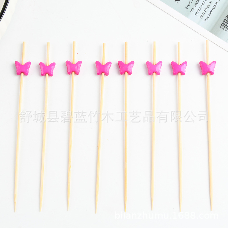 Mayorista Butterfly Fruit Stick desechable Tab de bambú Restaurante Supermercado Prueba de Tab de bambú Creativo Tab de aperitivos