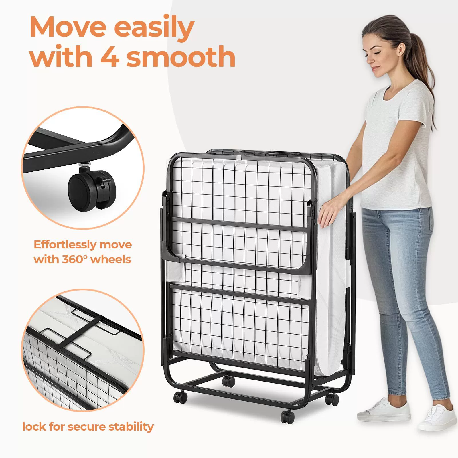 Складная кровать от производителя: гостиничная, дополнительная, для больниц, для сопровождающих, с утолщенным поролоновым матрасом, портативная, для сна.