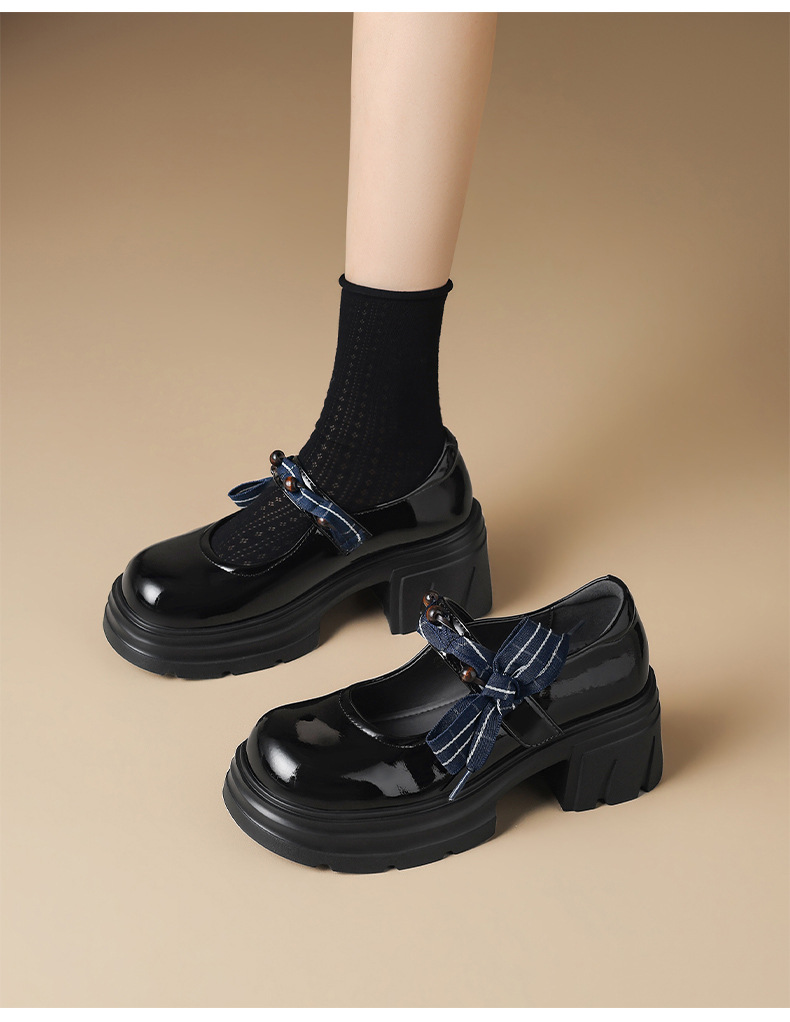 Giày Mary Jane nữ đế dày phong cách Anh Quốc, mũi nhọn, kiểu JK — AW188 màu đen chi tiết 18