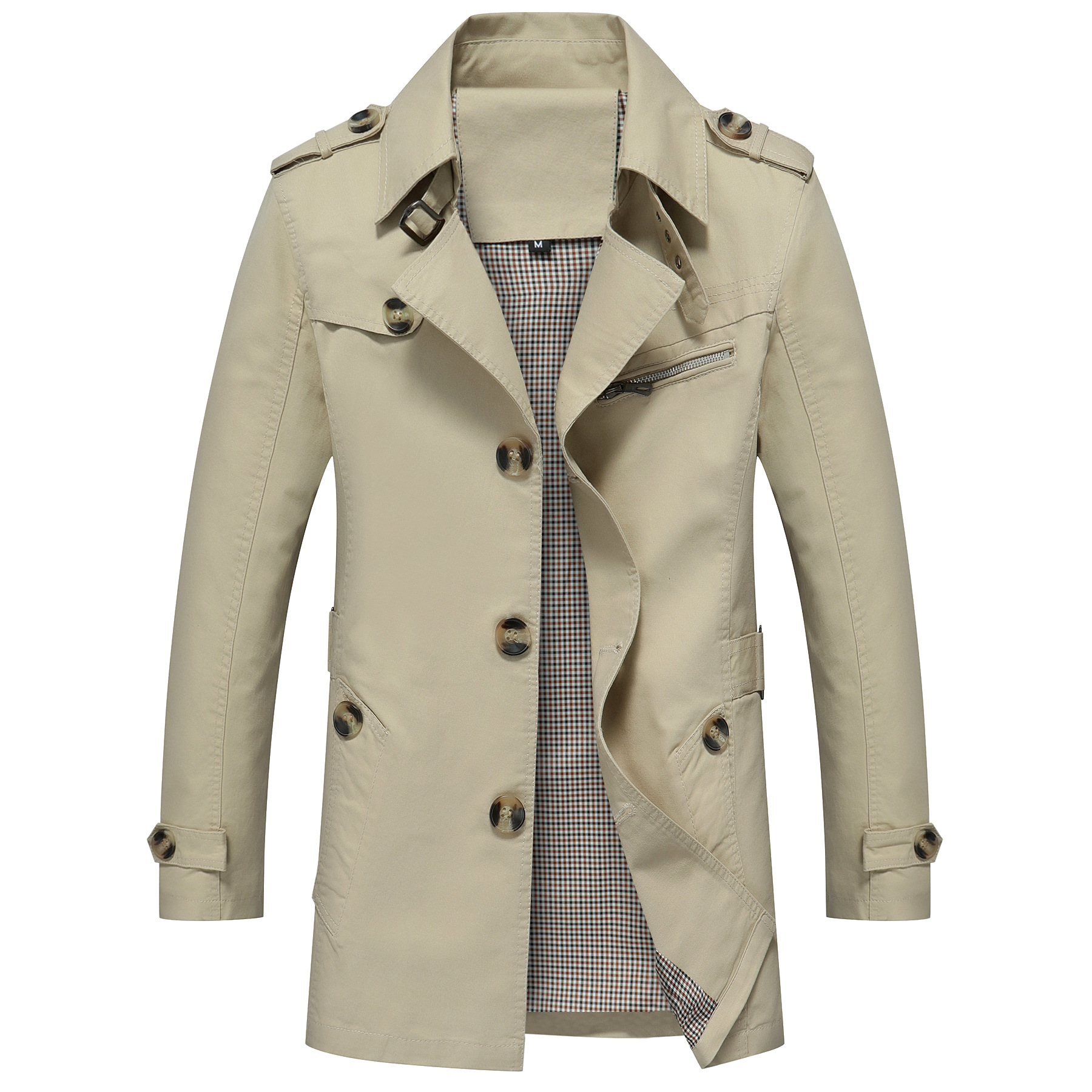 速卖通外贸秋季男式休闲风衣中长款潮男装纯棉夹克男外套潮流风衣