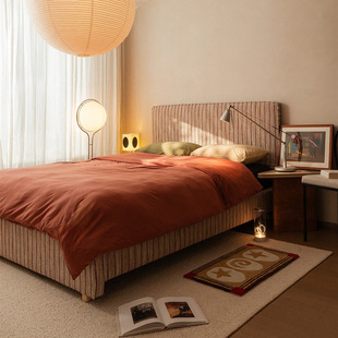 Medieval Style Ever-Changing Magic Bed, Light French Lines, Stereo Knitted Cotton and Linen Fabric Bed, Master Bedroom Bed, Wedding Bed 1.8m