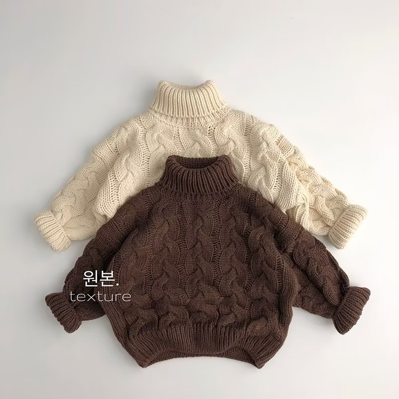 儿童韩国高领麻花粗线毛衣男童女童针织衫冬季宝宝上衣保暖毛衫潮