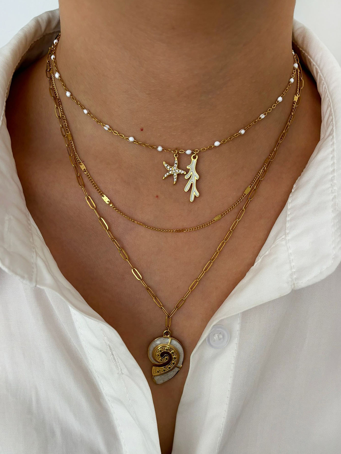 Paperclip Chain, cable chain Chain Type 1 Piece Quantity 316L Stainless Steel Geometric Waterproof Non Tarnish Surgical Steel Casual Marine Style Simple Style Paperclip Chain Cable Chain Pendant Necklace For Women's