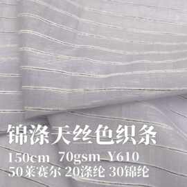 70gsm轻薄莱赛尔锦纶混纺布 春夏衬衫连衣裙国风汉服女装条纹面料