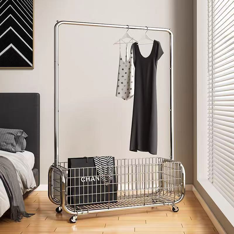 Household Floor-Standing Coat Rack Bedroom Multi-Functional Removable Storage Clothes Hanger Light Luxury Style Clothing Store Display Rack Wholesale