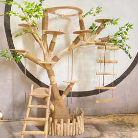实木猫爬架耐磨不粘毛防腐原木枯树干大型猫窝网红猫爬树宠物跳台