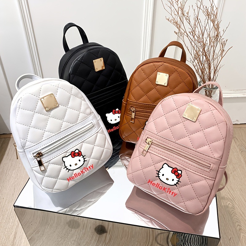 2026 New Model Kitty Korean Style Quilted Small Backpack for Girls, Stylish Women's Backpack