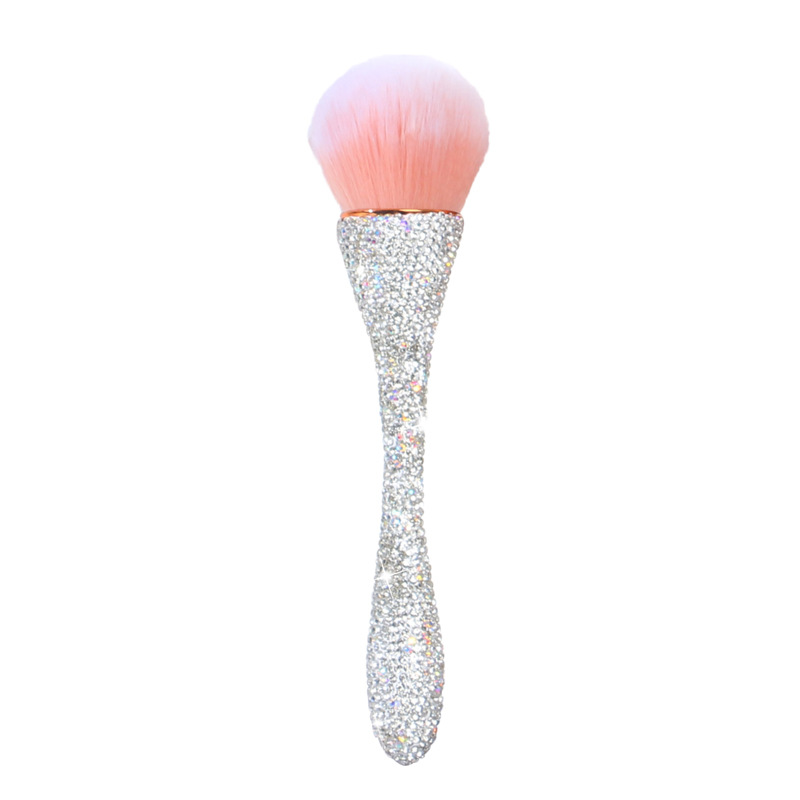 Nuevo diamante incrustado pequeña cintura polvo suelto maquillaje cepillo de gran tamaño solo pelo suave cepillo de uñas rubor cepillo herramientas de belleza