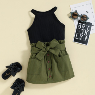 Simple Style Solid Color Cotton Girls Clothing Sets display picture 3