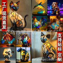 跨境新款狗系列树脂摆件 LED小夜灯艺术动物雕像创意家居桌面装饰