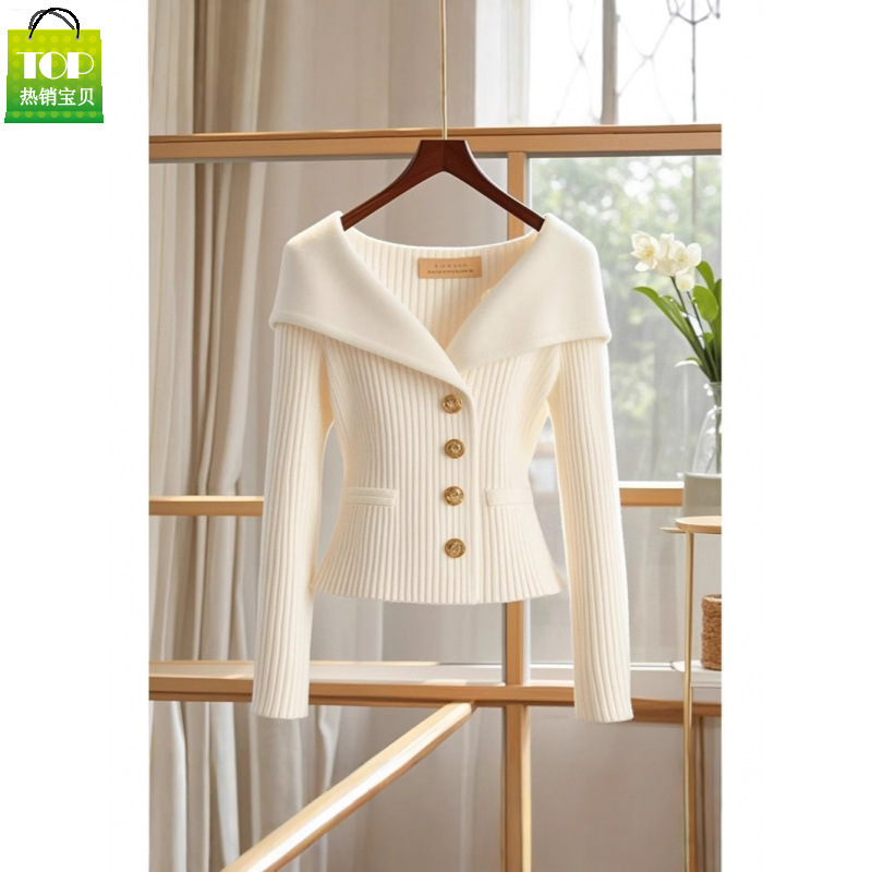 Beautiful Lazy Style Unique Tops Women's Spring and Autumn 2025 New Foreign Trade Slim Sweaters and Knitwears Beautiful Lazy Style Unique Tops Women's Spring and Autumn 2025 New Foreign Trade Slim Sweaters and Knitwears