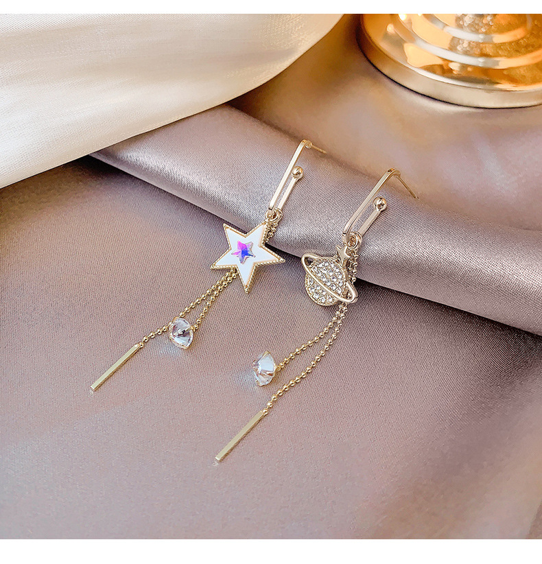 1 Pair Simple Style Star Inlay Alloy Rhinestones Drop Earrings display picture 2