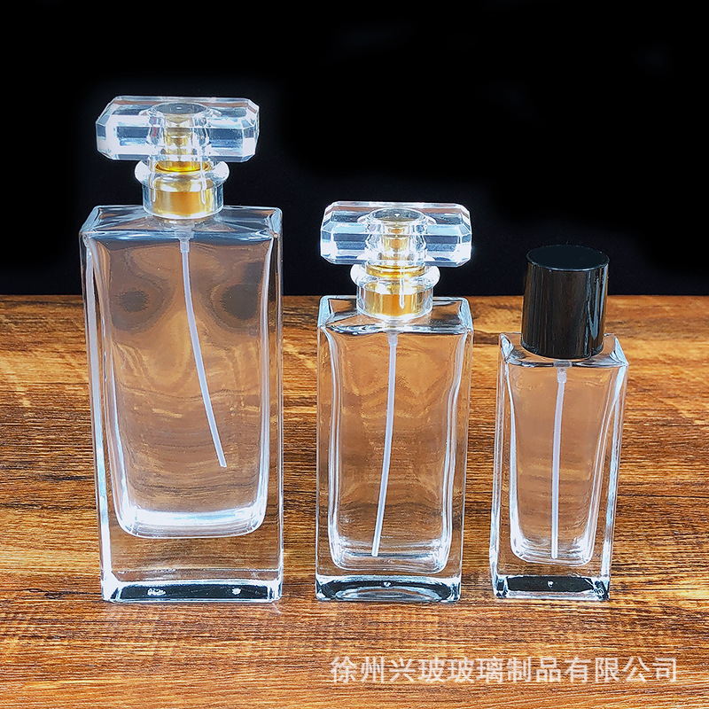 goods in stock Glass Perfume bottle 30ml 50ml Flat side Bayonet 100 Spray Toner Separate loading empty bottle