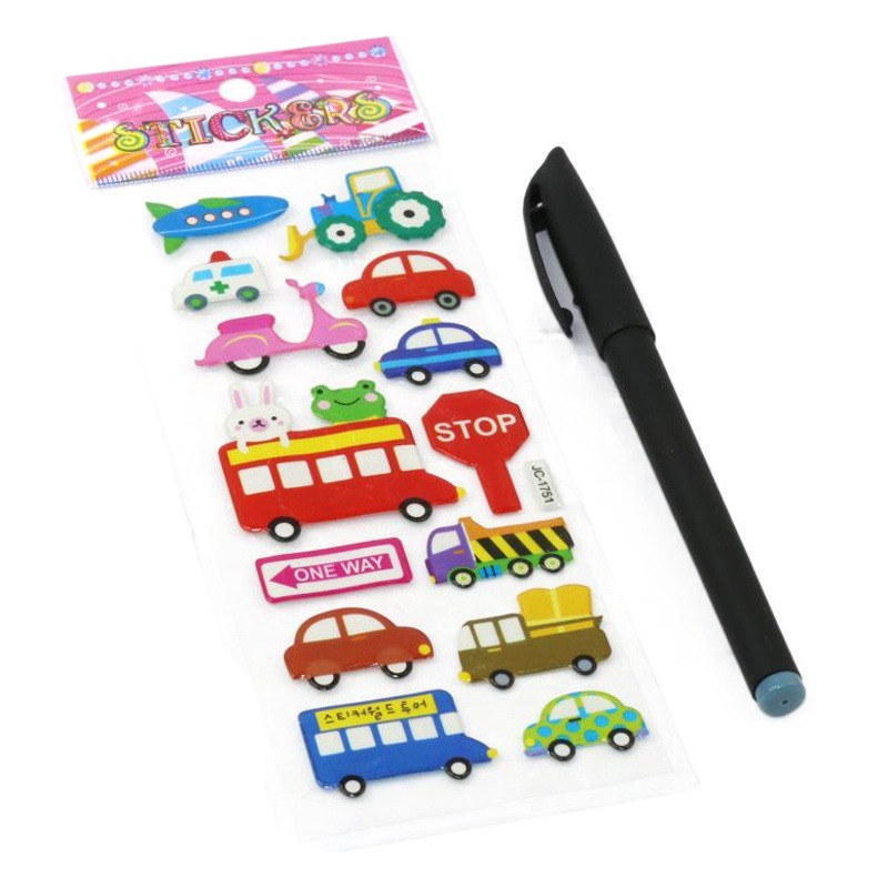 Factory direct early education cartoon stickers transportation tools educational children cartoon stickers JC bubble stickers reward stickers