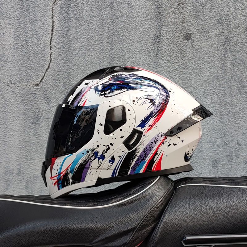 Motocicleta con doble espejo, casco para hombres y mujeres, casco para motocicletas, cuatro estaciones, cola de locomotora, casco Bluetooth, nuevo estándar nacional