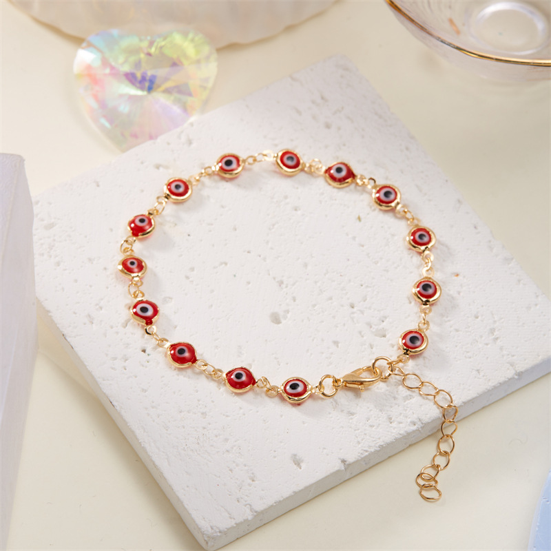 7g Weight Anklet Classification 1 Piece Quantity Holiday, Daily Occasion Alloy, Resin Material Eye Pattern Unisex Gender Casual, Simple Style Style Casual Simple Style Eye Alloy Resin Wholesale Anklet 6