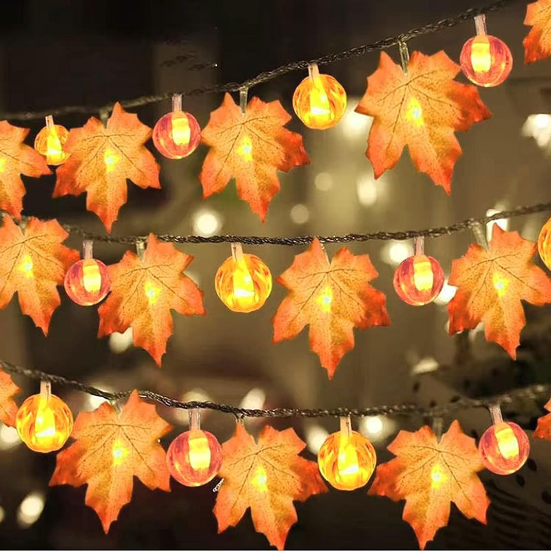 Halloween Navidad led string calabaza hojas de arce cosecha de acción de gracias caña atmósfera decoración parpadeante