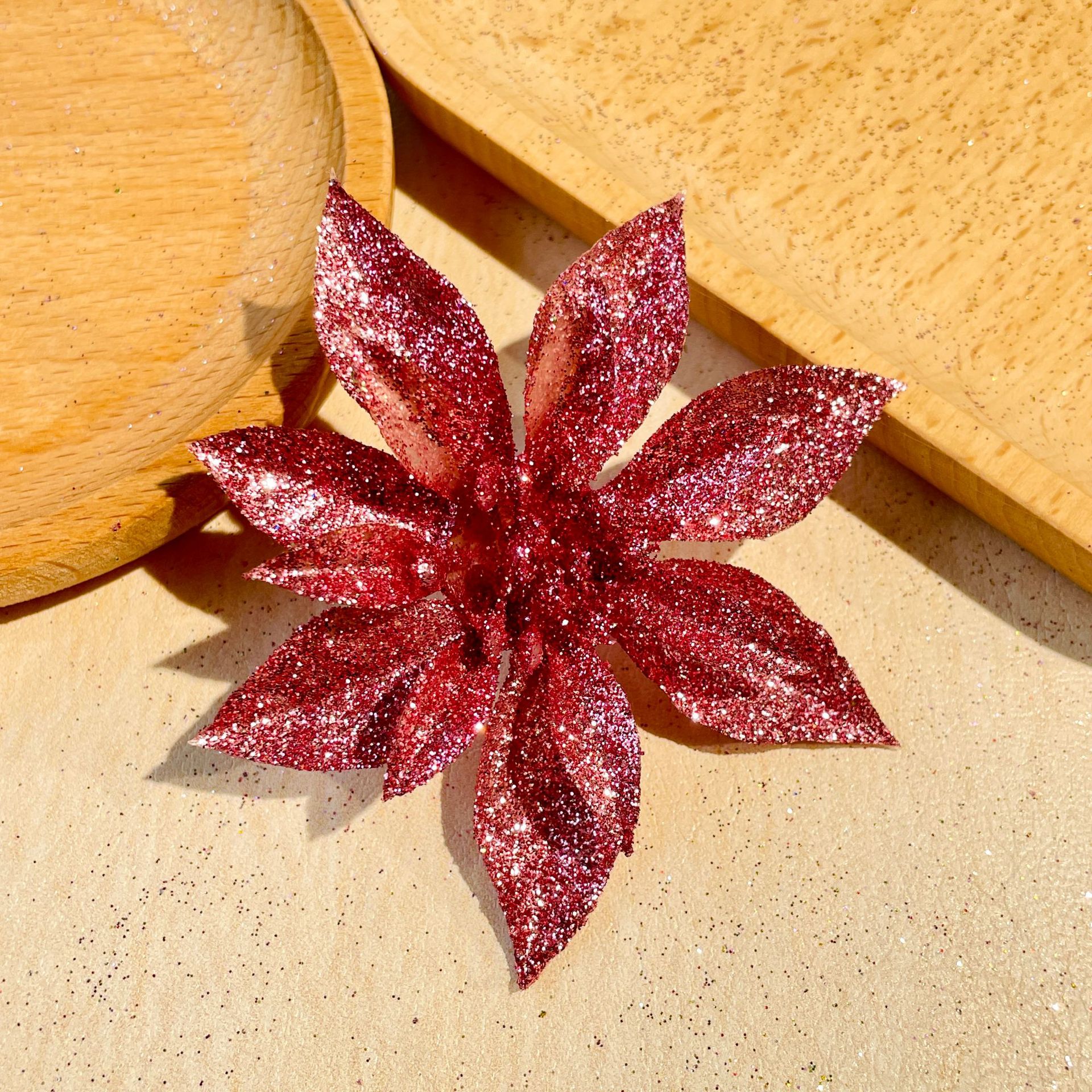 Christmas 9cm plastic sticky powder solid Christmas flower multicolor optional Garland Christmas tree decoration Christmas flower accessories