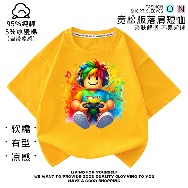 Roblox Children's Short-Sleeve T-Shirt Boys' Summer Top Roblox Anime Print Base Shirt Trendy T-Shirt Roblox Children's Short-Sleeve T-Shirt Boys' Summer Top Roblox Anime Print Base Shirt Trendy T-Shirt