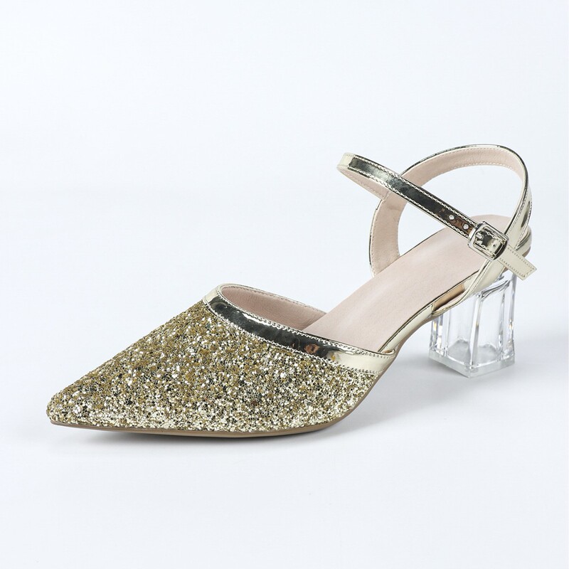 Cross-Border Foreign Trade Hot-Selling Sandals, Shiny Party High Heels, Back-Strap Shallow Pointed-Toe Women's Shoes, 2026 Summer New Model