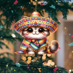 クリスマスかわいい子猫車のバックミラー装飾クリスマスツリー小さなペンダント