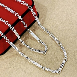 High imitation silver plated necklace slub hexagonal necklace jewelry necklace jewelry bamboo lengthened hexagonal necklace