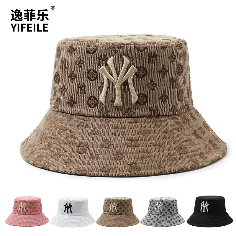 春秋大帽檐防晒渔夫帽立体刺绣潮流印花遮阳帽子出游百搭气质盆帽