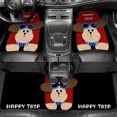Universal Foot Pad – Cartoon-style silk loop car floor mats - cool-little-dog-in-red-clothes-5065cm-single-piece-front-floor-mat-silk-loop