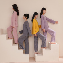 长袖睡衣女款秋季莫代尔2025新高级感大码可外穿秋冬带胸垫家居服