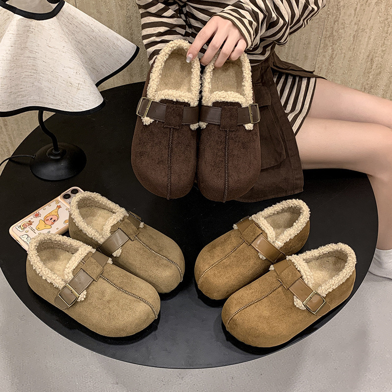 Women's thick-soled Birkenstock shoes, 2026 new autumn/winter collection, fleece-lined, warm, snow boots, cotton shoes, casual loafers Women's thick-soled Birkenstock shoes, 2026 new autumn/winter collection, fleece-lined, warm, snow boots, cotton shoes, casual loafers
