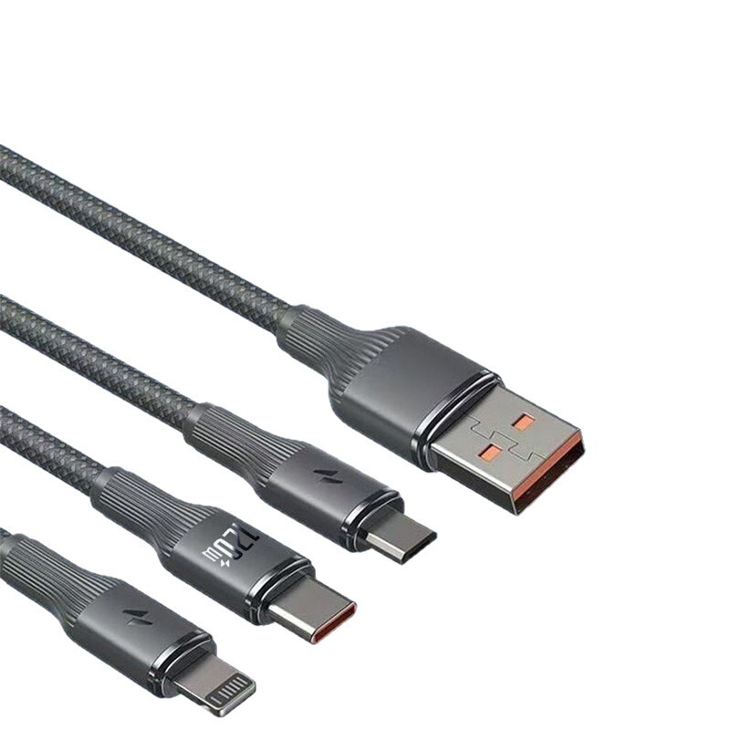 120W超高速充電スリーインワンデータケーブル、Apple、Huawei、Androidに適した1対3カーチャージングケーブル|undefined